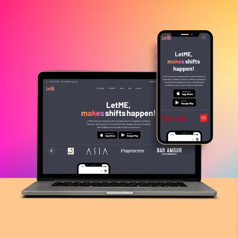 LetME App website preview