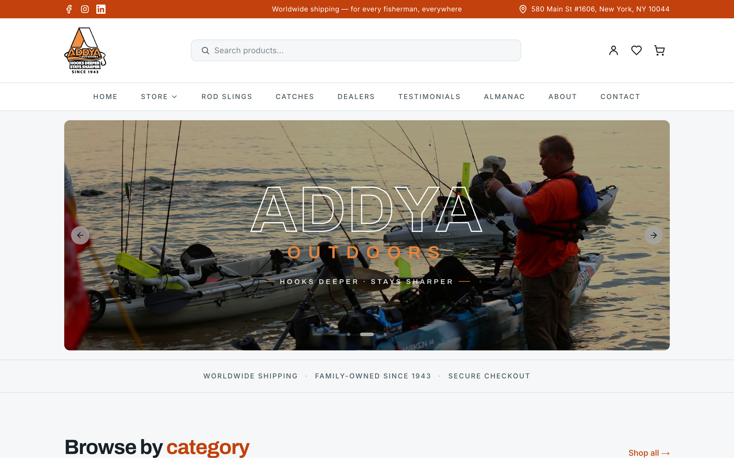 Addya Outdoors website screenshot