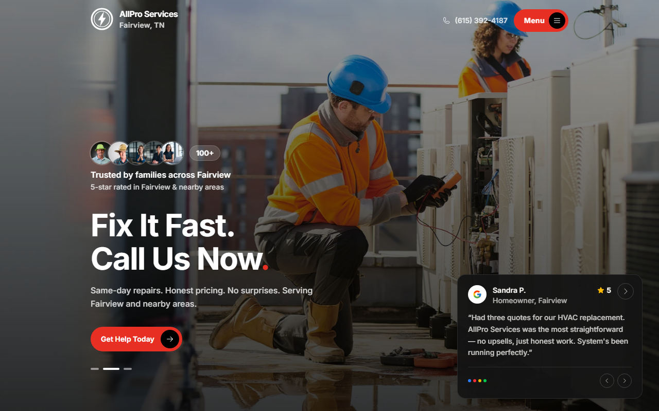 AllPro Services LLC website screenshot