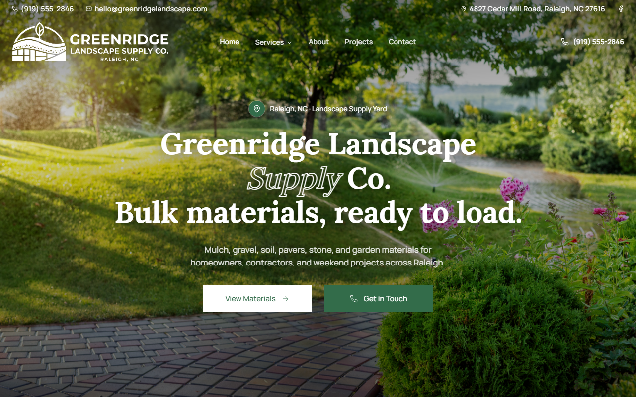 Greenridge Landscape Supply Co. website screenshot