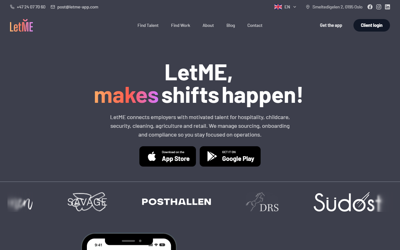 LetME App website screenshot