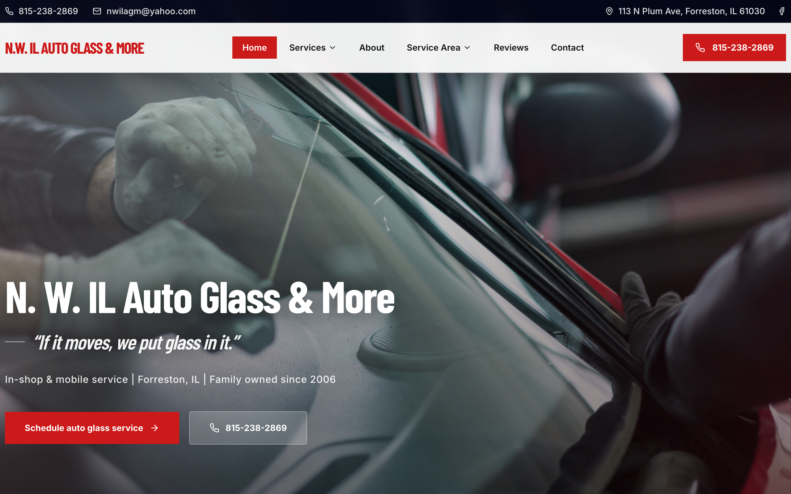 N.W. IL Auto Glass & More website screenshot