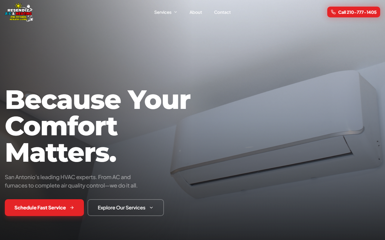 Resendiz HVAC website screenshot