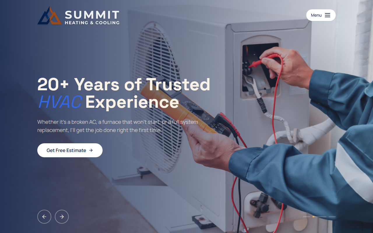 Summit Heating & Cooling website screenshot