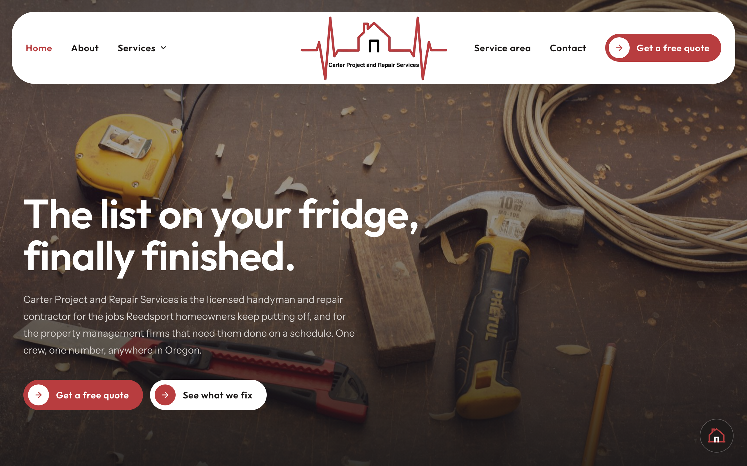 Carter Project and Repair Services website screenshot